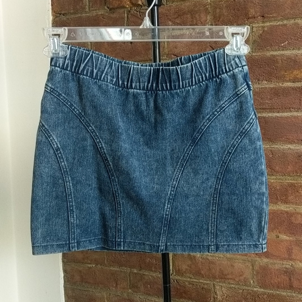 H&M Denim Stretch Mini Skirt with Elastic Waist